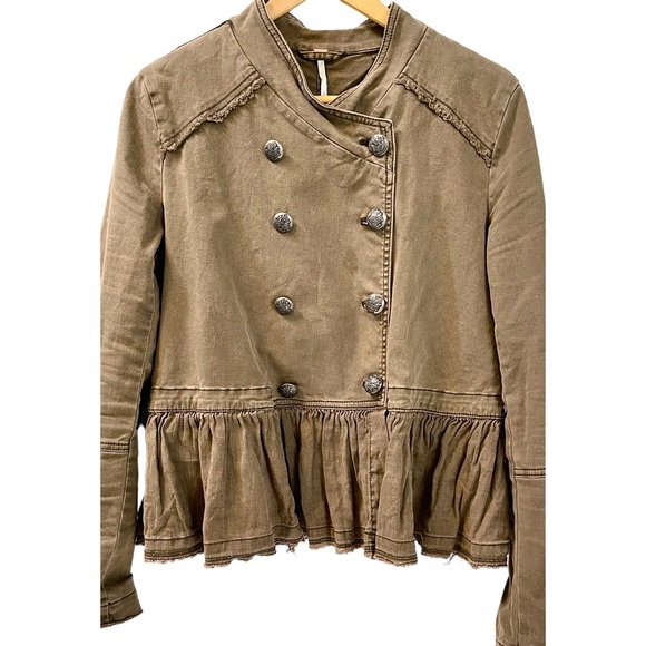 🎉🎉 HP!❤️ Free People Ruffle Bottom Military Style Jacket - Picture 6 of 6